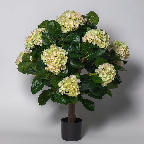 silkki hortensia valkoinen 50cm on tekokasvi valkoisilla kukinnoilla.