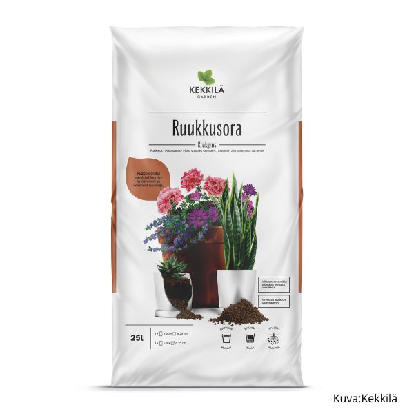 Kekkilä Ruukkusora 25 L – poltettu savi ruukkuihin, myös silkkikasvien tukemiseen ja kasvualustan keventämiseen